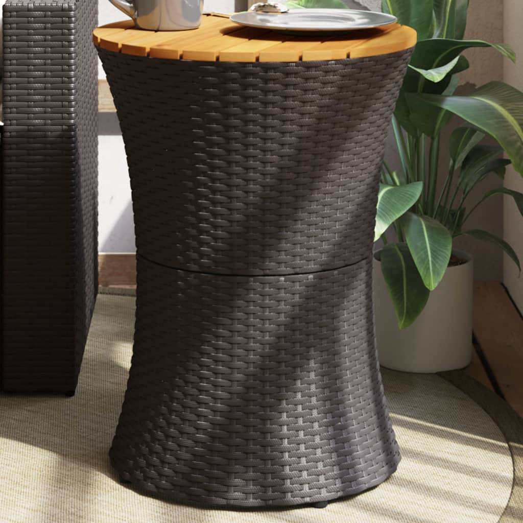 Table d'appoint de jardin tambour noir rotin bois massif 38 x 56 cm - PANGIVO - Image 1