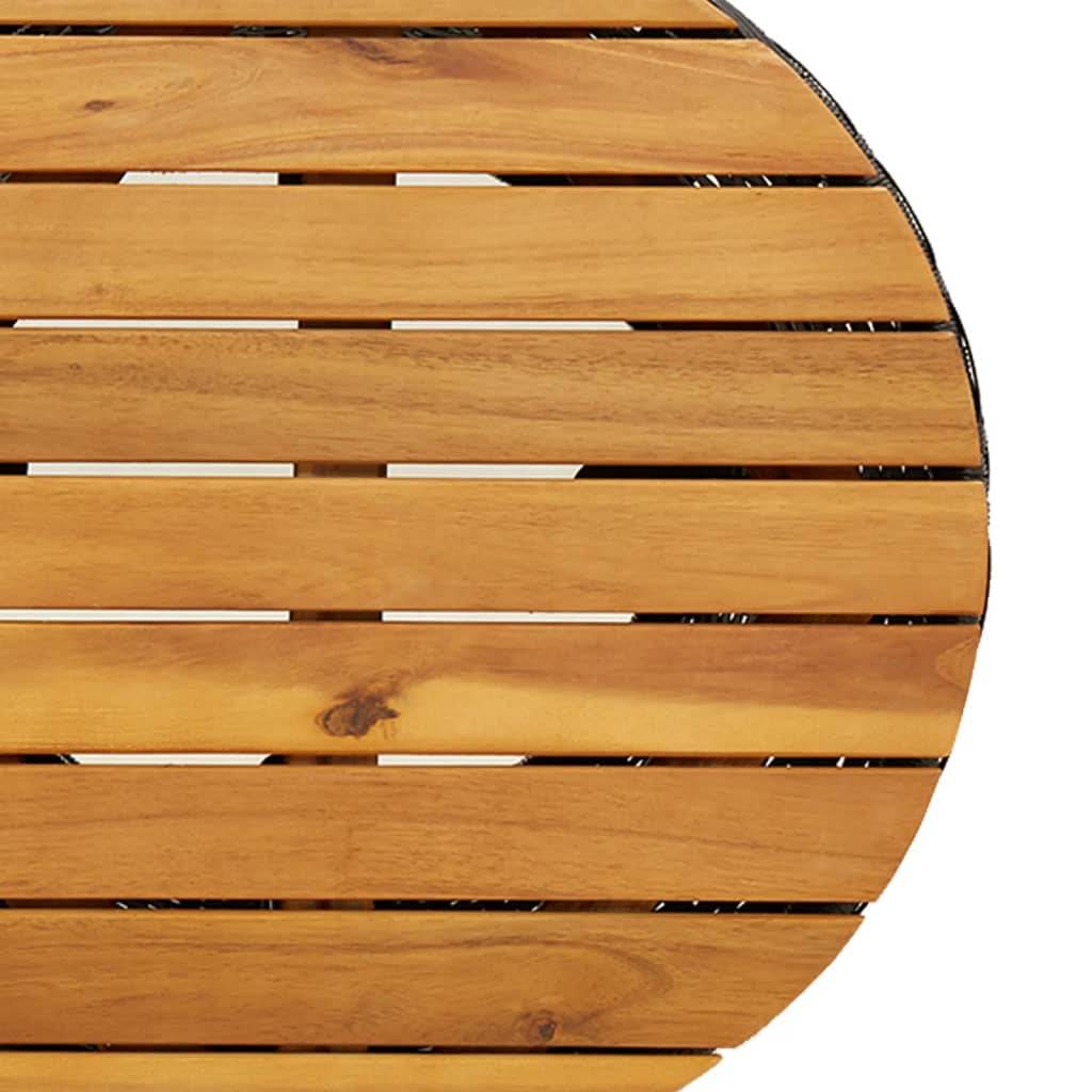 Table d'appoint de jardin tambour noir rotin bois massif 38 x 56 cm - PANGIVO - Image 7