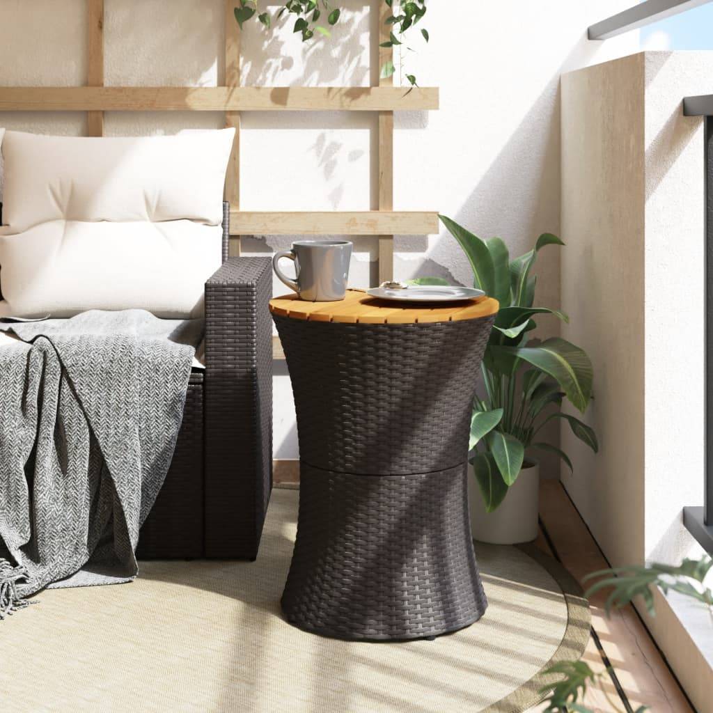 Table d'appoint de jardin tambour noir rotin bois massif 38 x 56 cm - PANGIVO - Image 3