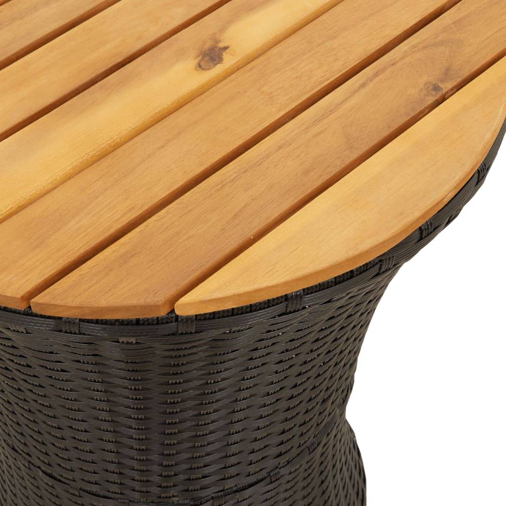 Table d'appoint de jardin tambour noir rotin bois massif 38 x 56 cm - PANGIVO - Image 8