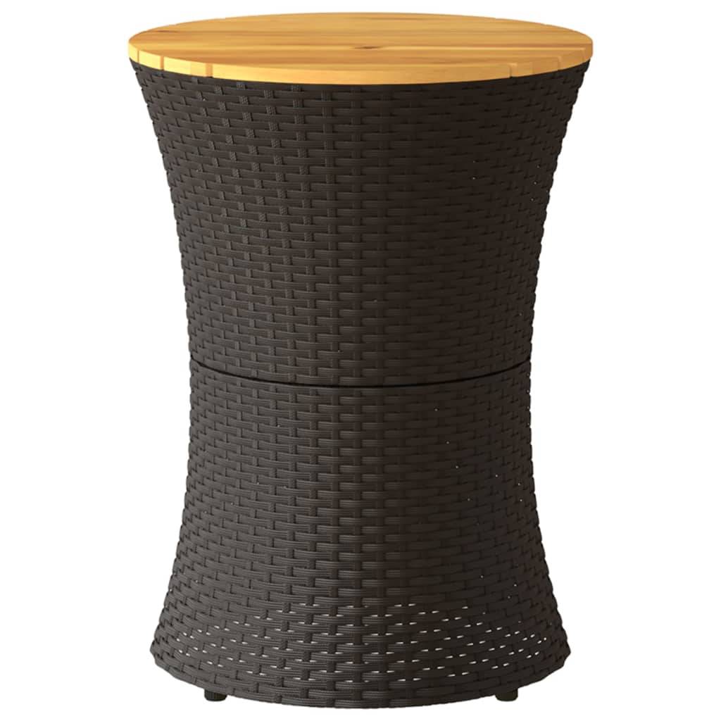 Table d'appoint de jardin tambour noir rotin bois massif 38 x 56 cm - PANGIVO - Image 4