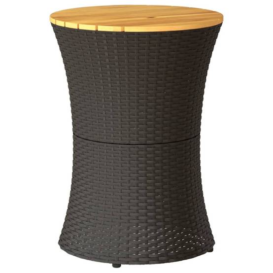 Table d'appoint de jardin tambour noir rotin bois massif 38 x 56 cm - PANGIVO - Image 2