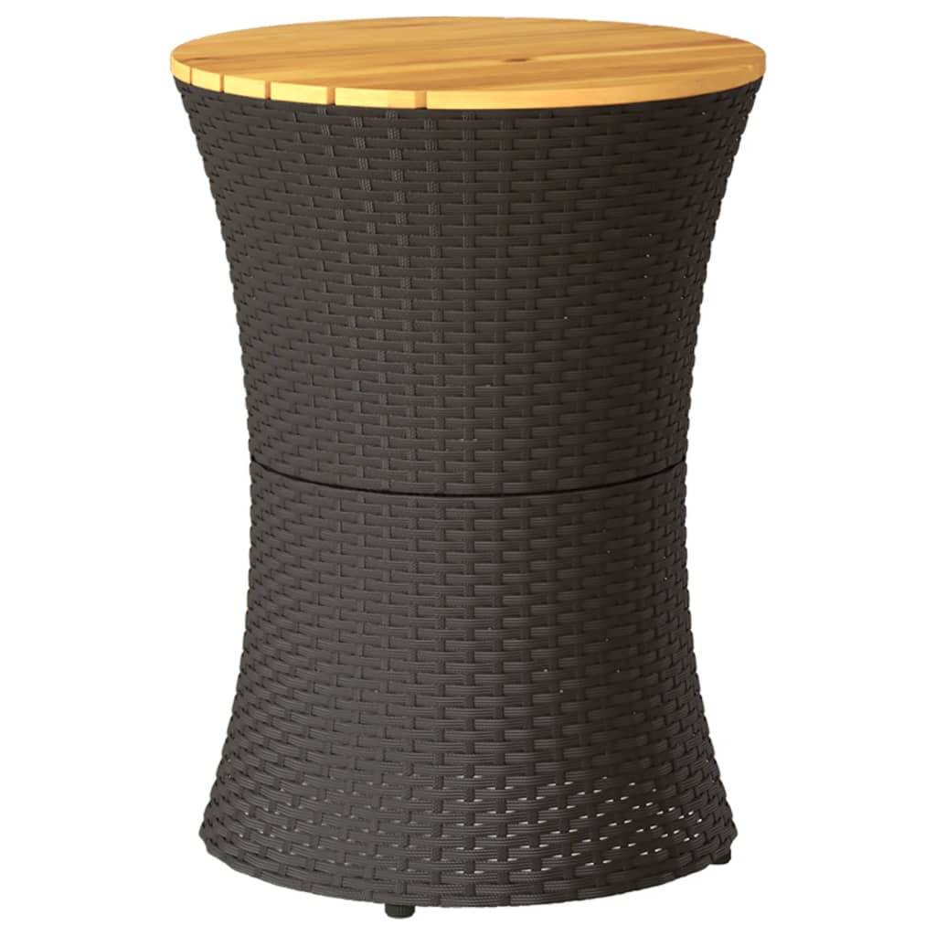 Table d'appoint de jardin tambour noir rotin bois massif 38 x 56 cm - PANGIVO - Image 2