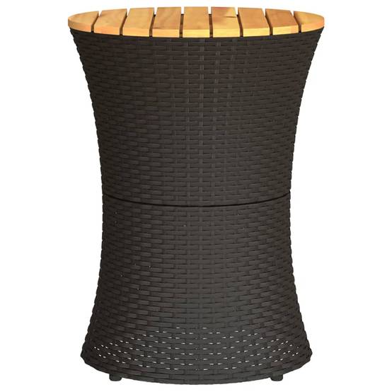 Table d'appoint de jardin tambour noir rotin bois massif 38 x 56 cm - PANGIVO - Image 5