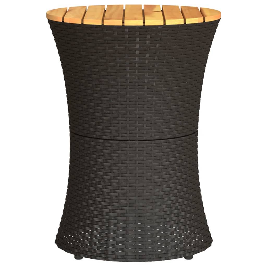 Table d'appoint de jardin tambour noir rotin bois massif 38 x 56 cm - PANGIVO - Image 5