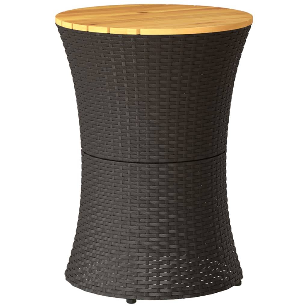 Table d'appoint de jardin tambour noir rotin bois massif 38 x 56 cm - PANGIVO - Image 6