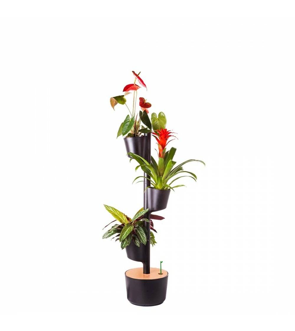 Jardinière verticale CitySens noire avec 3 pots et arrosage automatique digital - Image 1
