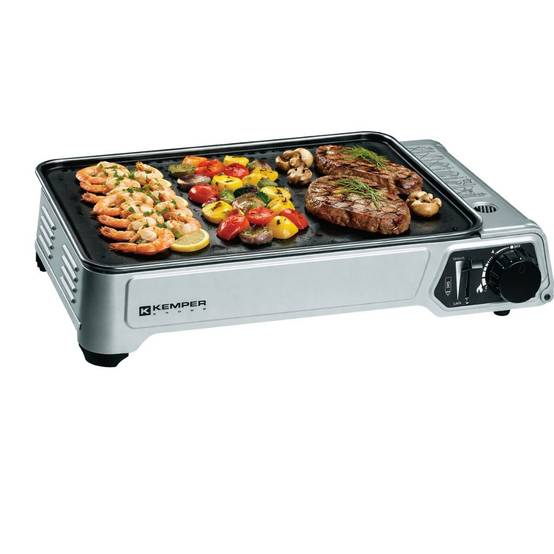 Plancha gaz portable 2300w plaque anti adhésive + valise de transport KEMPER - Image 1