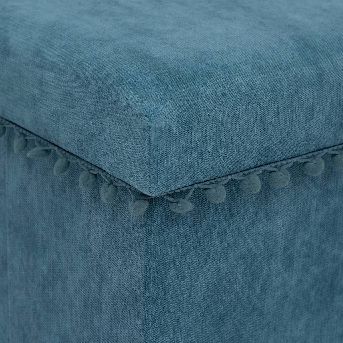 2 en 1 Pouf pliant et coffre de rangement Bleu 40 x 39 cm - Image 4