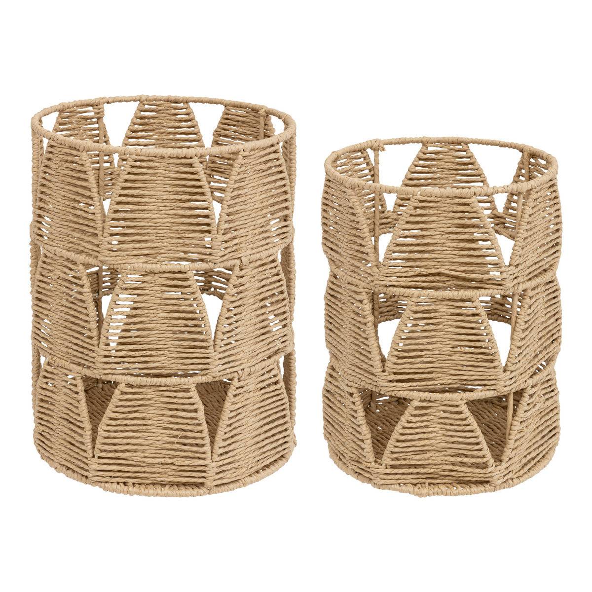 Lot de 2 Paniers de rangement Beige D 28 et D 23 cm - Image 1