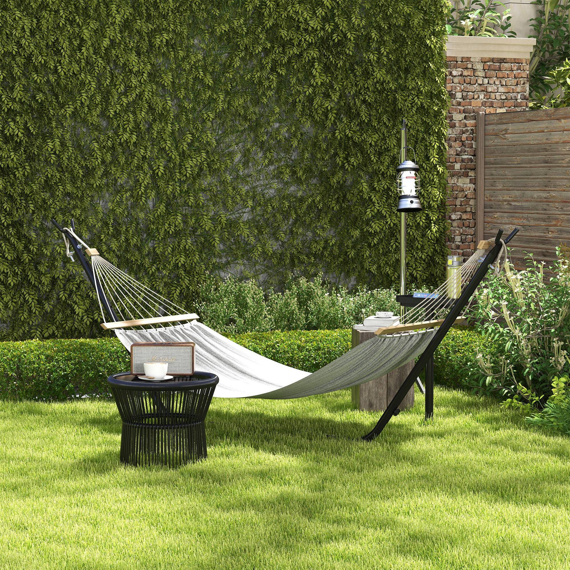 Support de Hamac Acier Extérieur Plateau Intégré Jusqu'à 280cm 285x125x110cm Noir - ComfortXL Outdoor Living - Image 3