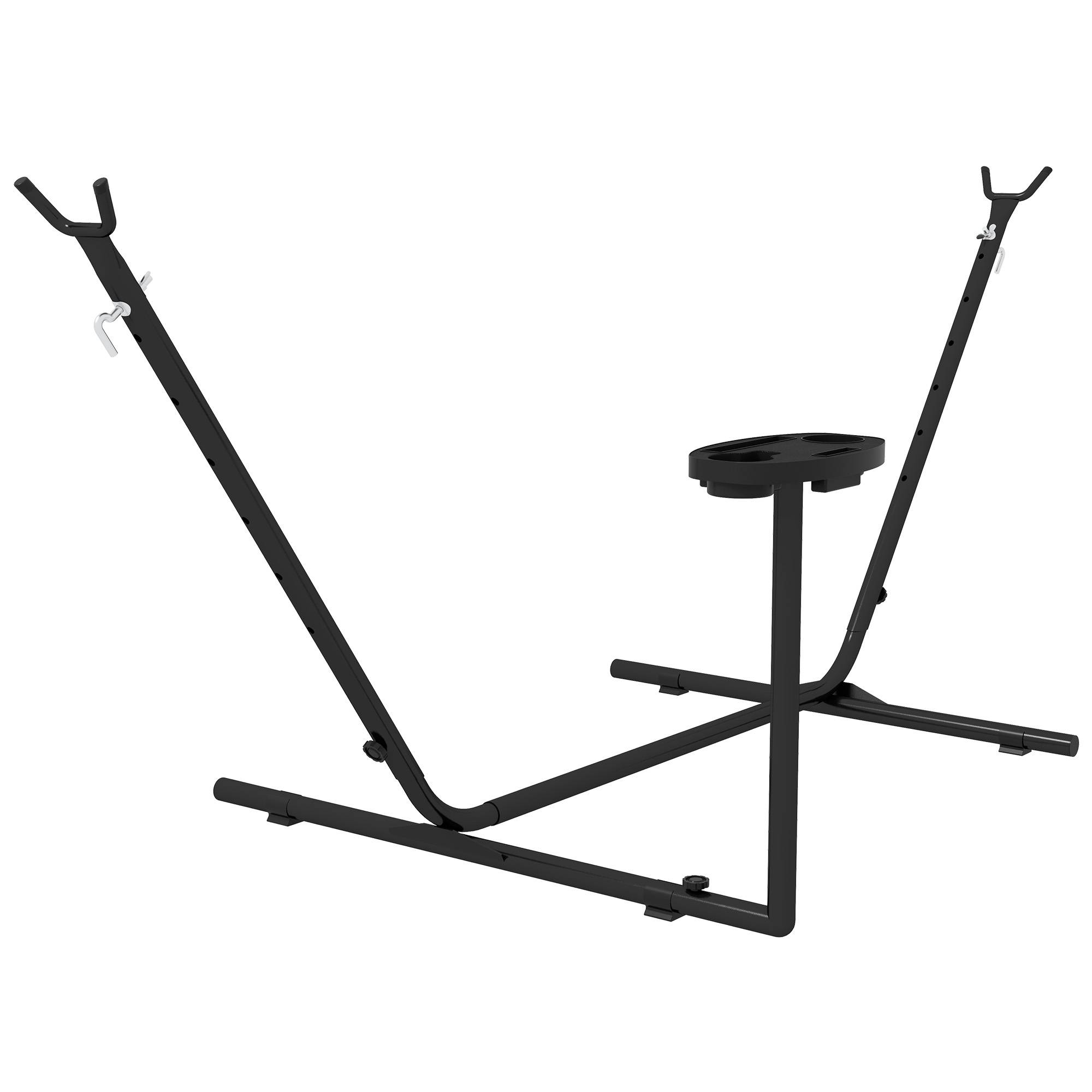 Support de Hamac Acier Extérieur Plateau Intégré Jusqu'à 280cm 285x125x110cm Noir - ComfortXL Outdoor Living - Image 2