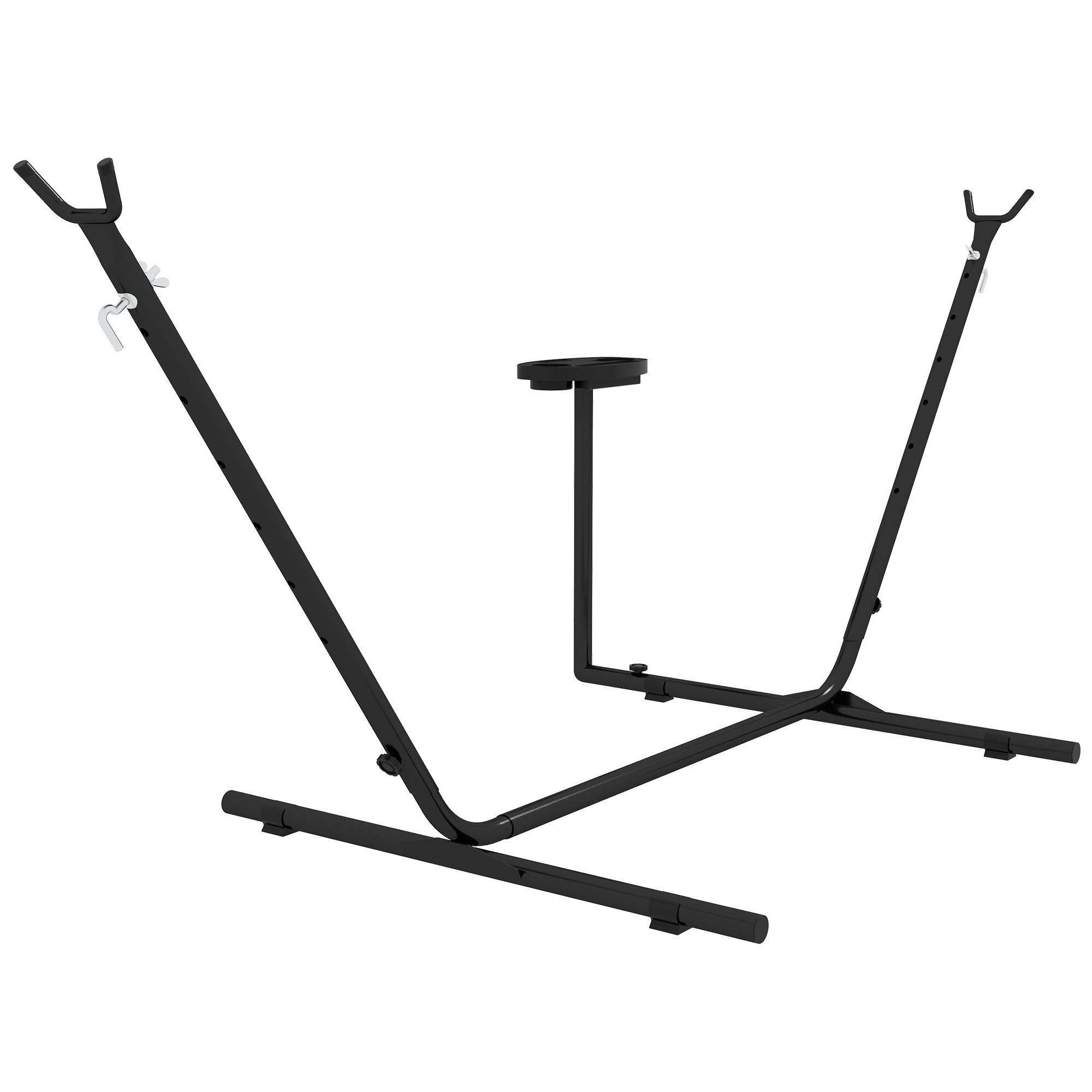Support de Hamac Acier Extérieur Plateau Intégré Jusqu'à 280cm 285x125x110cm Noir - ComfortXL Outdoor Living - Image 1