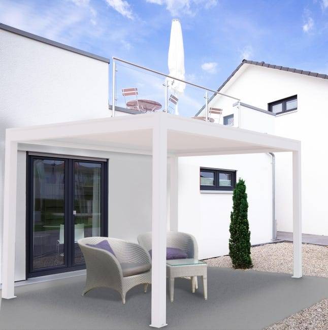 Pergola Bioclimatique Autoportante Motorisée Aluminium 4x3 Blanc O ORIAL France - Image 2