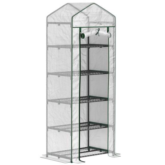 Serre de Balcon Verticale 5 Étages Acier Housse Transparente 69x49x193cm Blanc - ComfortXL Outdoor Living - Image 2