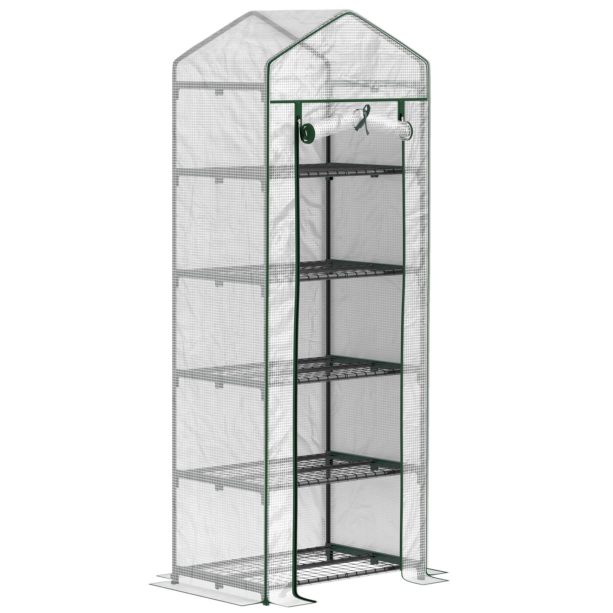Serre de Balcon Verticale 5 Étages Acier Housse Transparente 69x49x193cm Blanc - ComfortXL Outdoor Living - Image 2