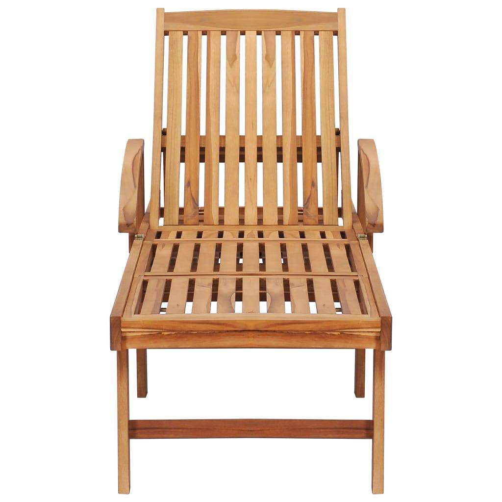 Helloshop26 - Transat chaise longue bain de soleil lit de jardin terrasse meuble d'extérieur avec table et coussin bois de teck solide - Image 4
