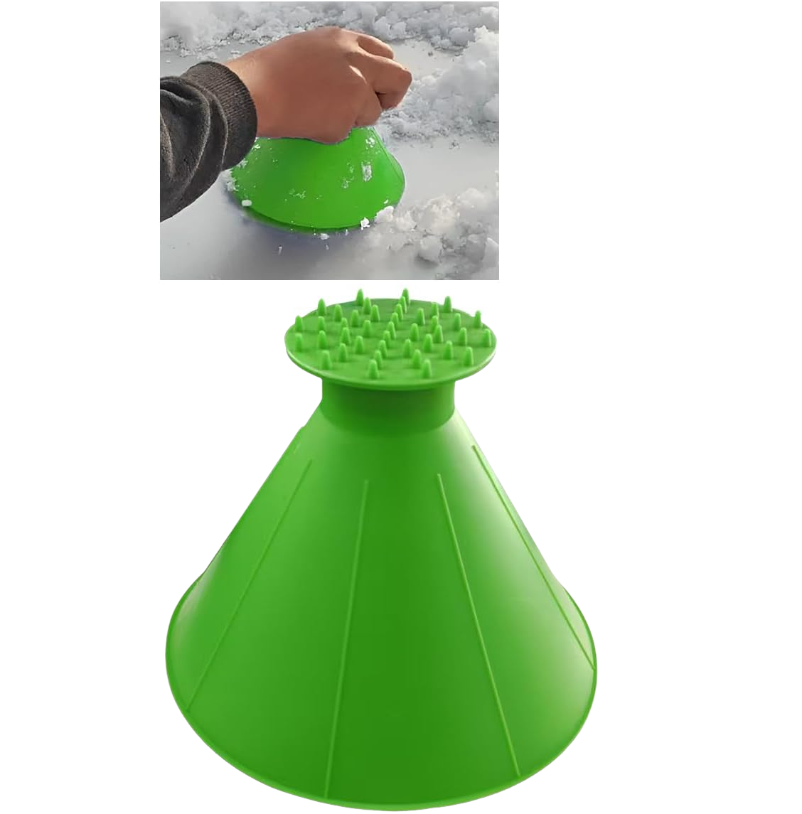 Pelle à glace magique pour pare-brise de voiture – Pelle à glace ronde avec entonnoir, outil de déneigement professionnel, verte-Lytech - Image 1