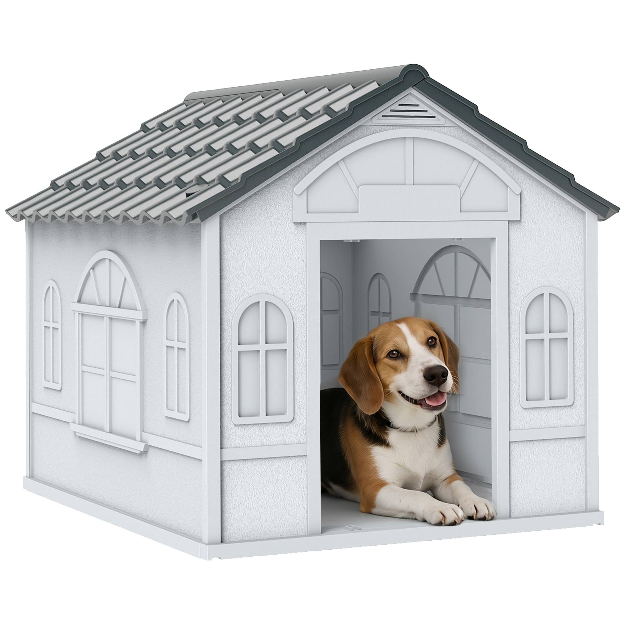 ComfortXL - Niche pour chien plastique PP étanche 65 x 75,7 x 63 cm grise toit incliné - ComfortXL Outdoor Living - Image 1