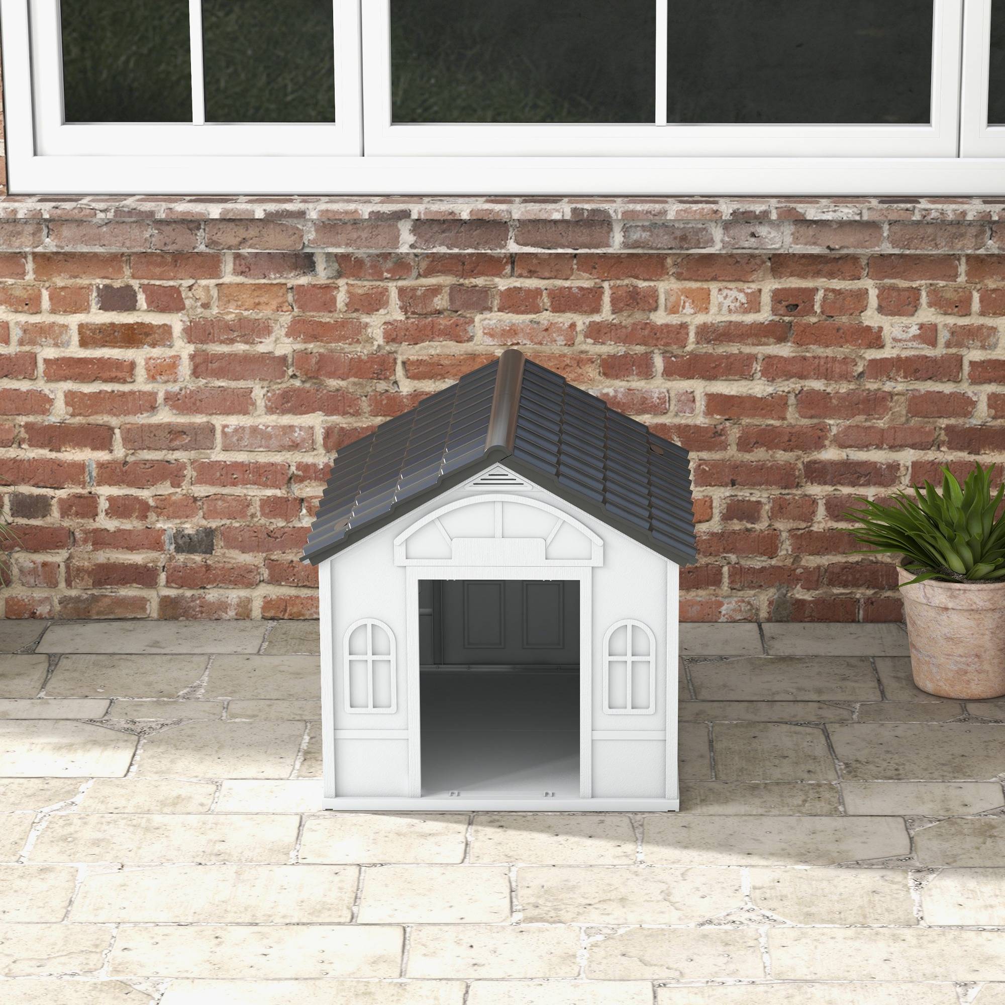 ComfortXL - Niche pour chien plastique PP étanche 65 x 75,7 x 63 cm grise toit incliné - ComfortXL Outdoor Living - Image 10