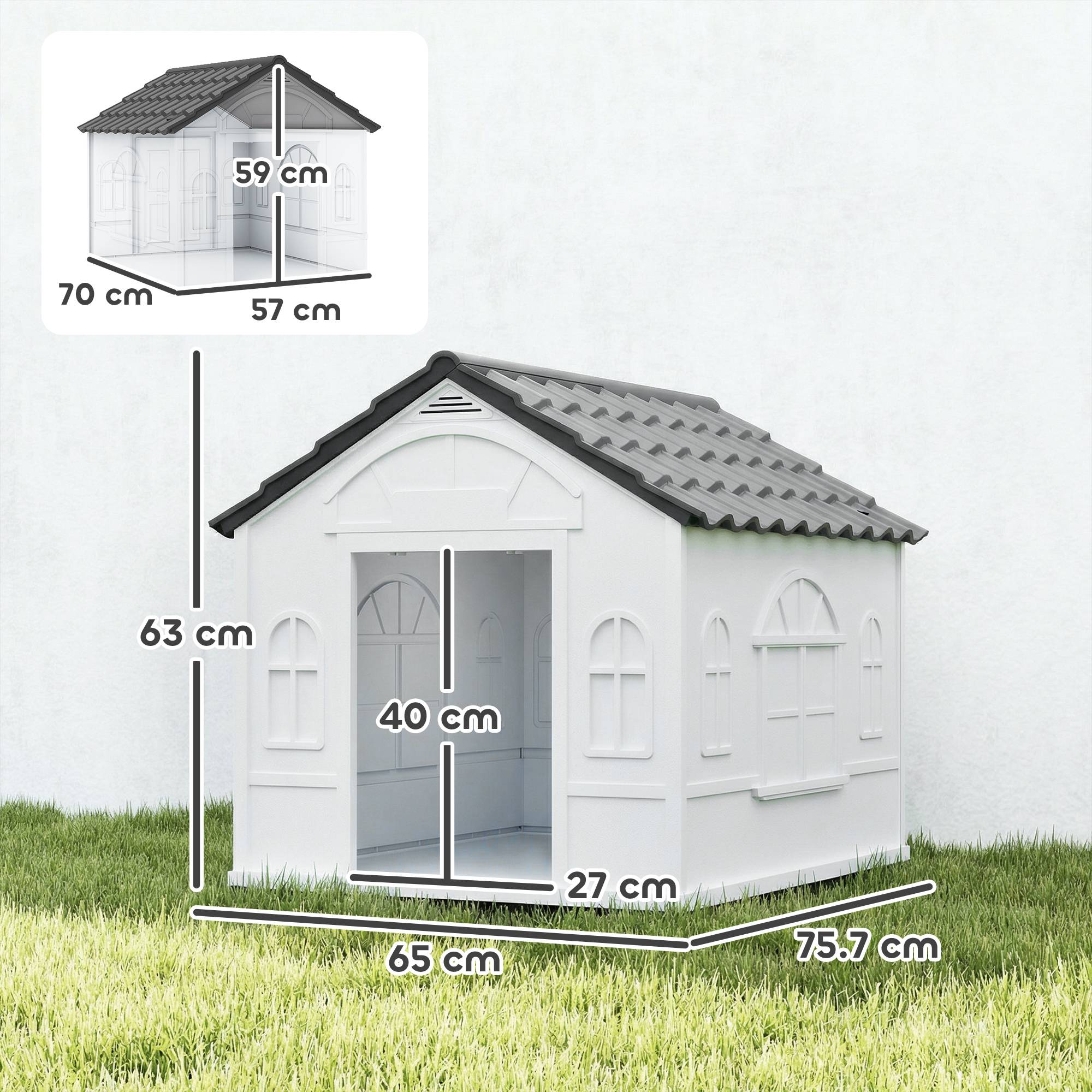 ComfortXL - Niche pour chien plastique PP étanche 65 x 75,7 x 63 cm grise toit incliné - ComfortXL Outdoor Living - Image 5