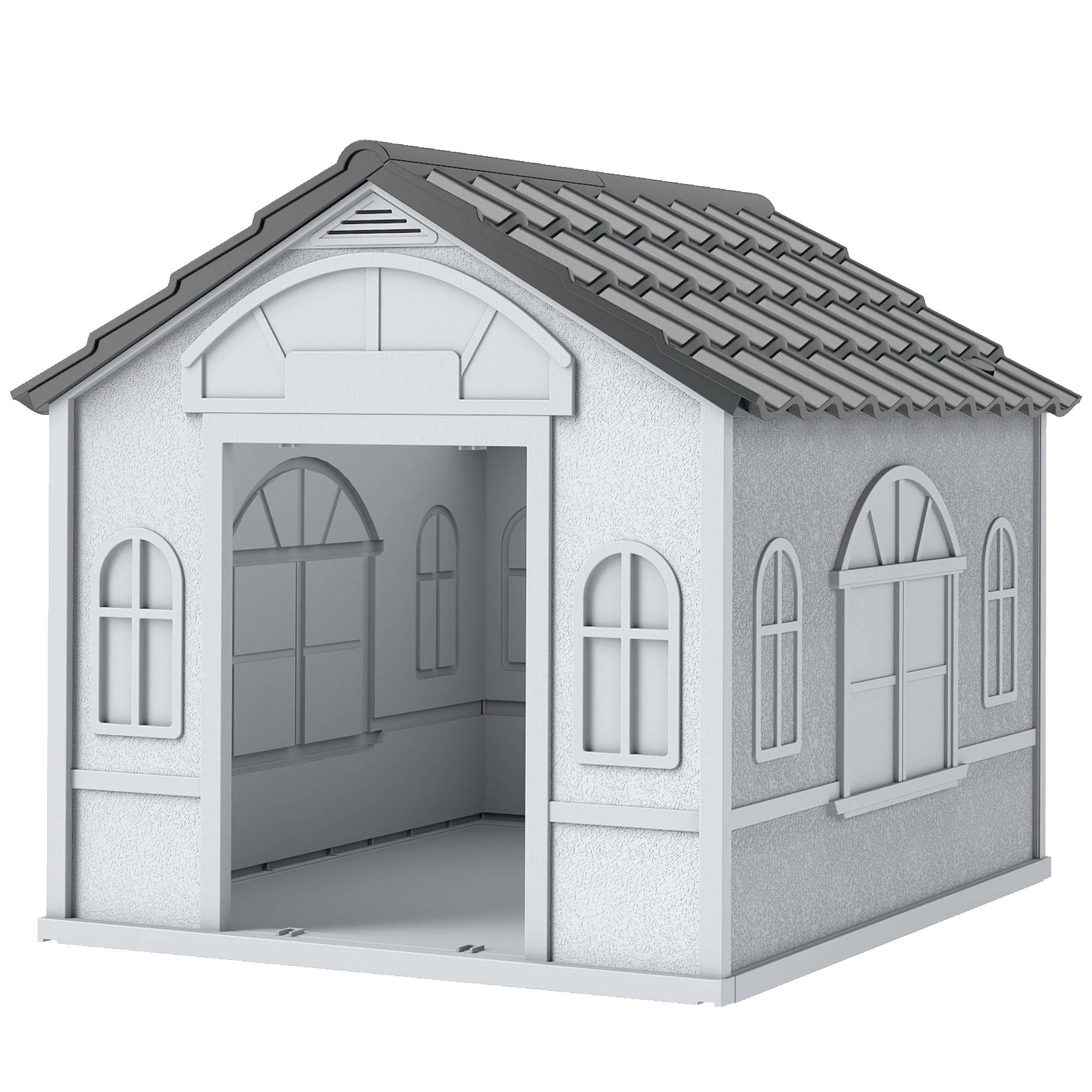 ComfortXL - Niche pour chien plastique PP étanche 65 x 75,7 x 63 cm grise toit incliné - ComfortXL Outdoor Living - Image 2