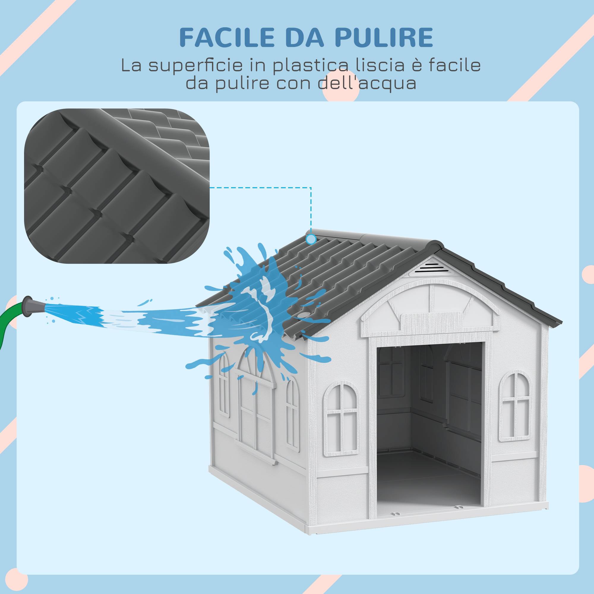 ComfortXL - Niche pour chien plastique PP étanche 65 x 75,7 x 63 cm grise toit incliné - ComfortXL Outdoor Living - Image 7