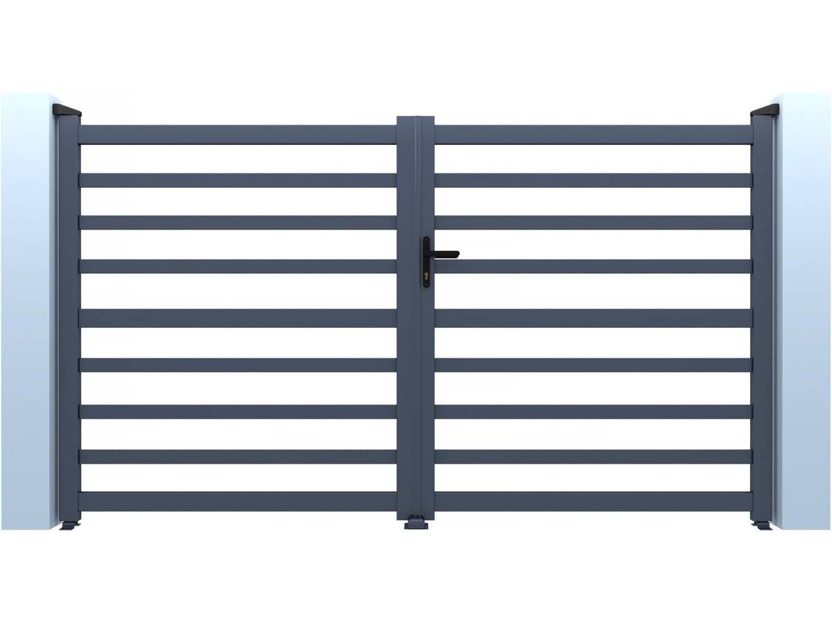 Portail Aluminium Ajouré "martin" - 340 X 180 Cm - Gris -habitat Et Jardin - Image 1