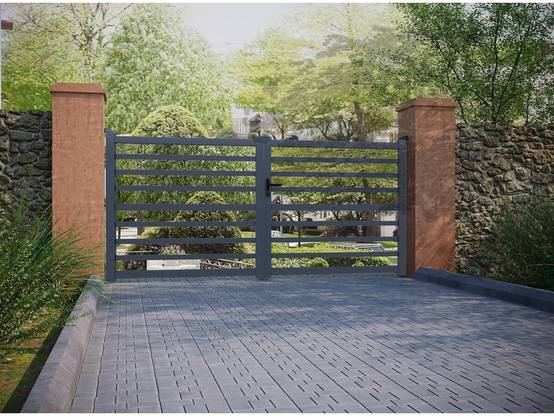 Portail Aluminium Ajouré "martin" - 340 X 180 Cm - Gris -habitat Et Jardin - Image 2