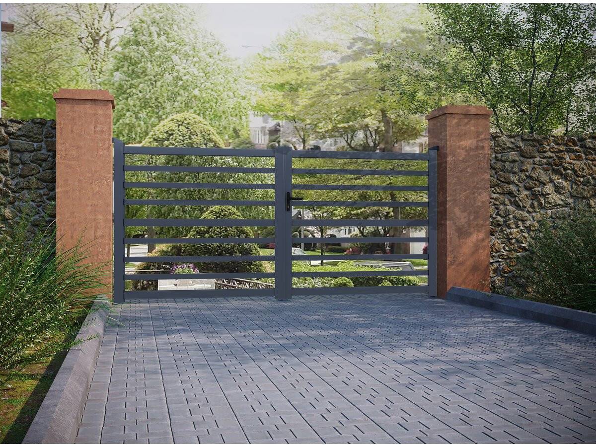 Portail Aluminium Ajouré "martin" - 340 X 180 Cm - Gris -habitat Et Jardin - Image 2