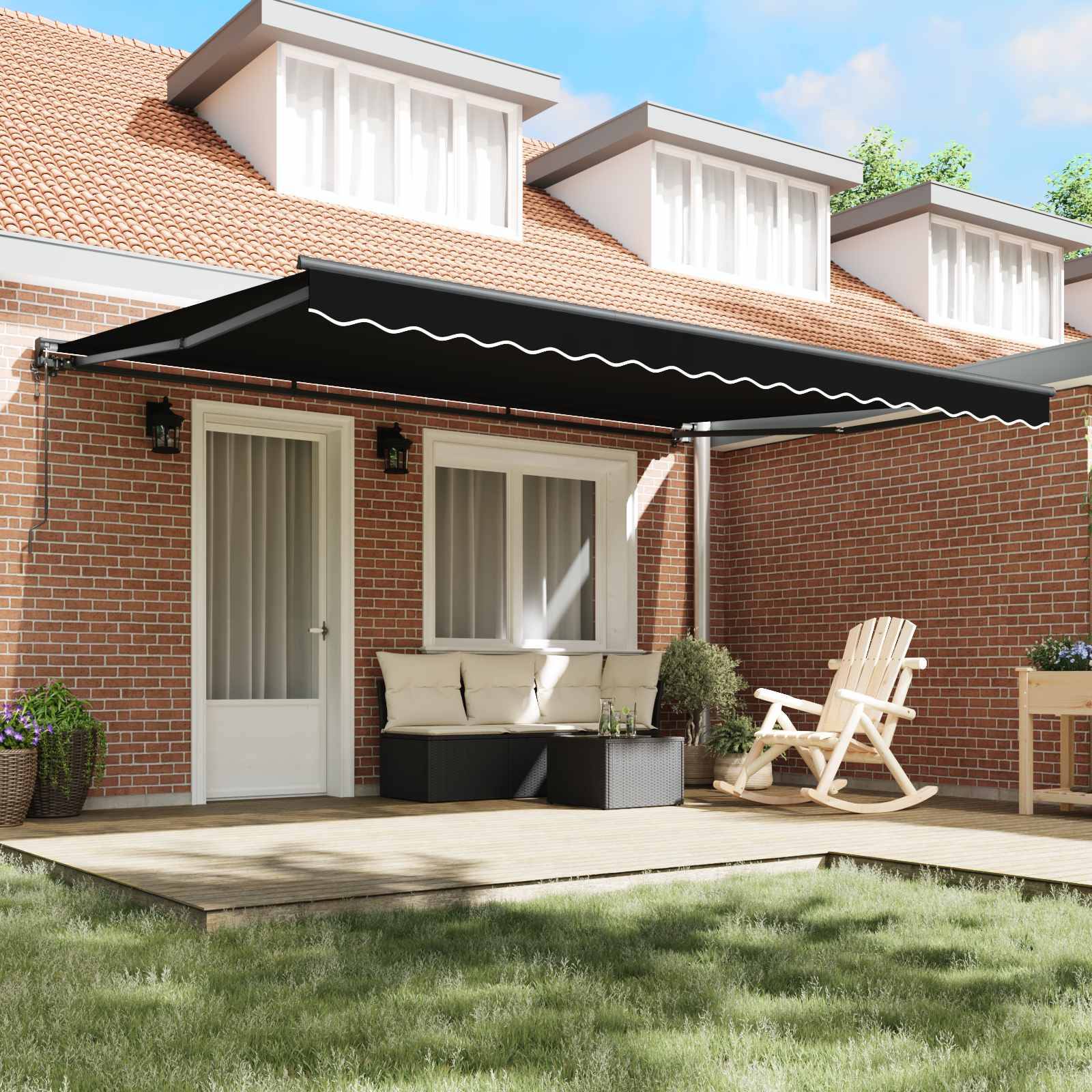 Vidaxl - Cadre d'auvent Noir 450 × 300 cm Polyester avec revêtement PU vidaXL 3330968 - Image 4