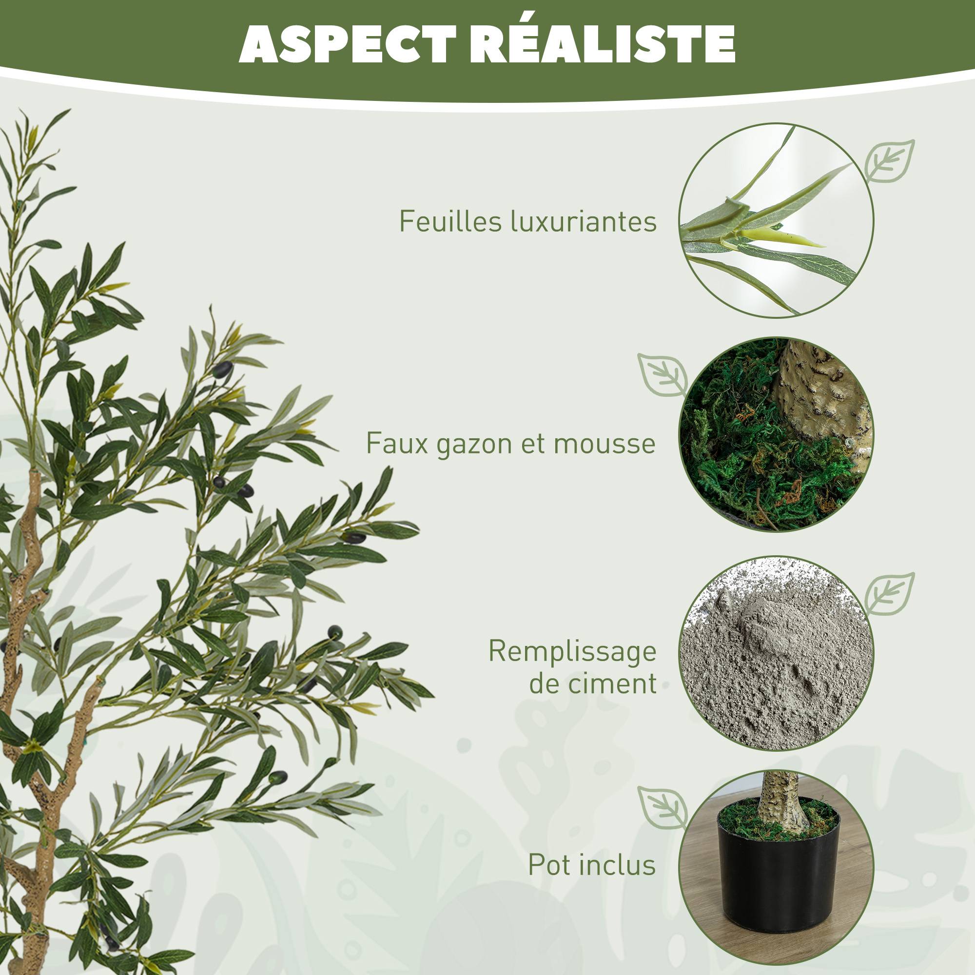 Olivier artificiel 150 cm plante artificielle intérieur, fausse plante décoration pour maison, bureau, salon, chambre - Image 6