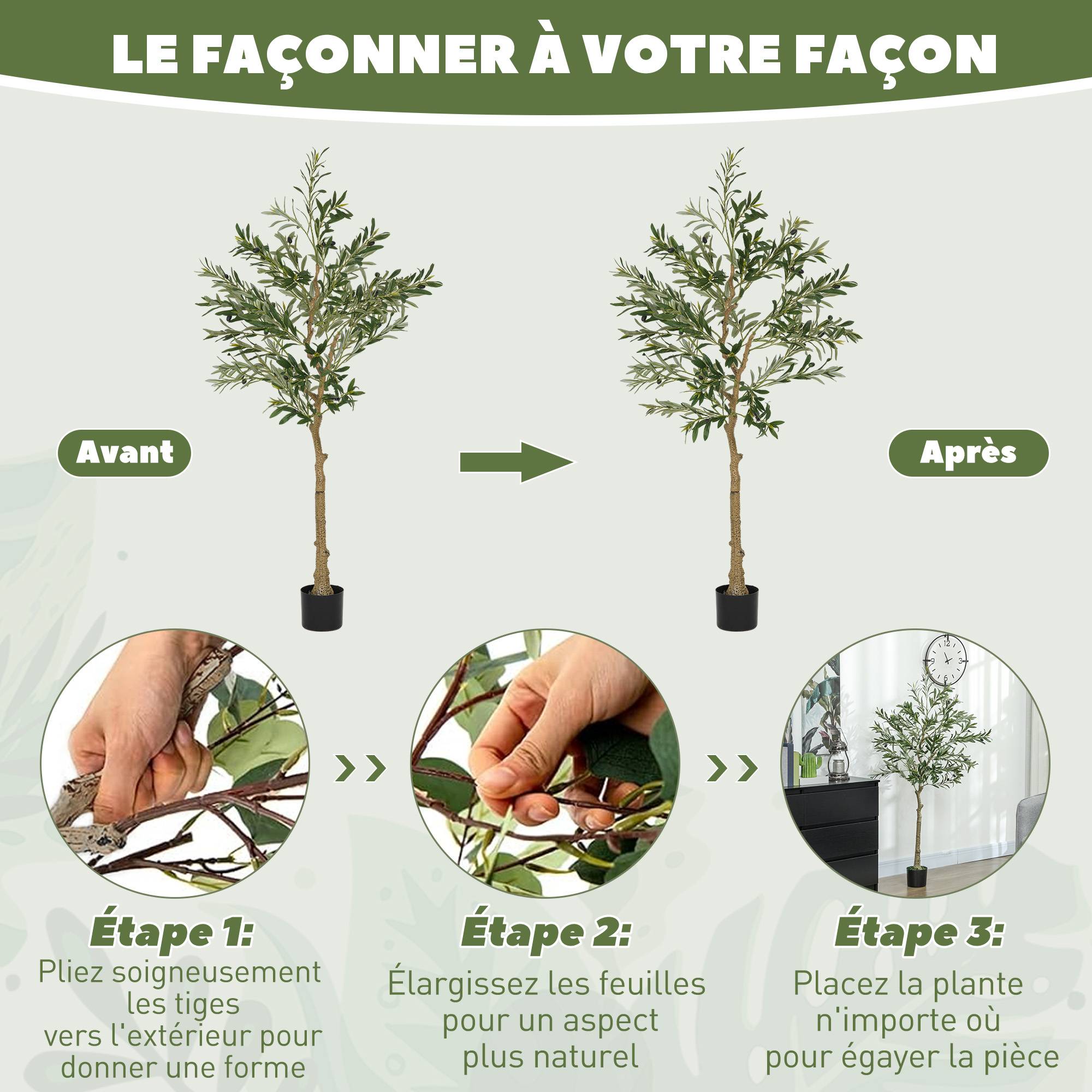 Olivier artificiel 150 cm plante artificielle intérieur, fausse plante décoration pour maison, bureau, salon, chambre - Image 8