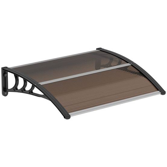 Auvent de porte polycarbonate transparent 120 x 75 x 23 cm - PANGIVO - Image 2