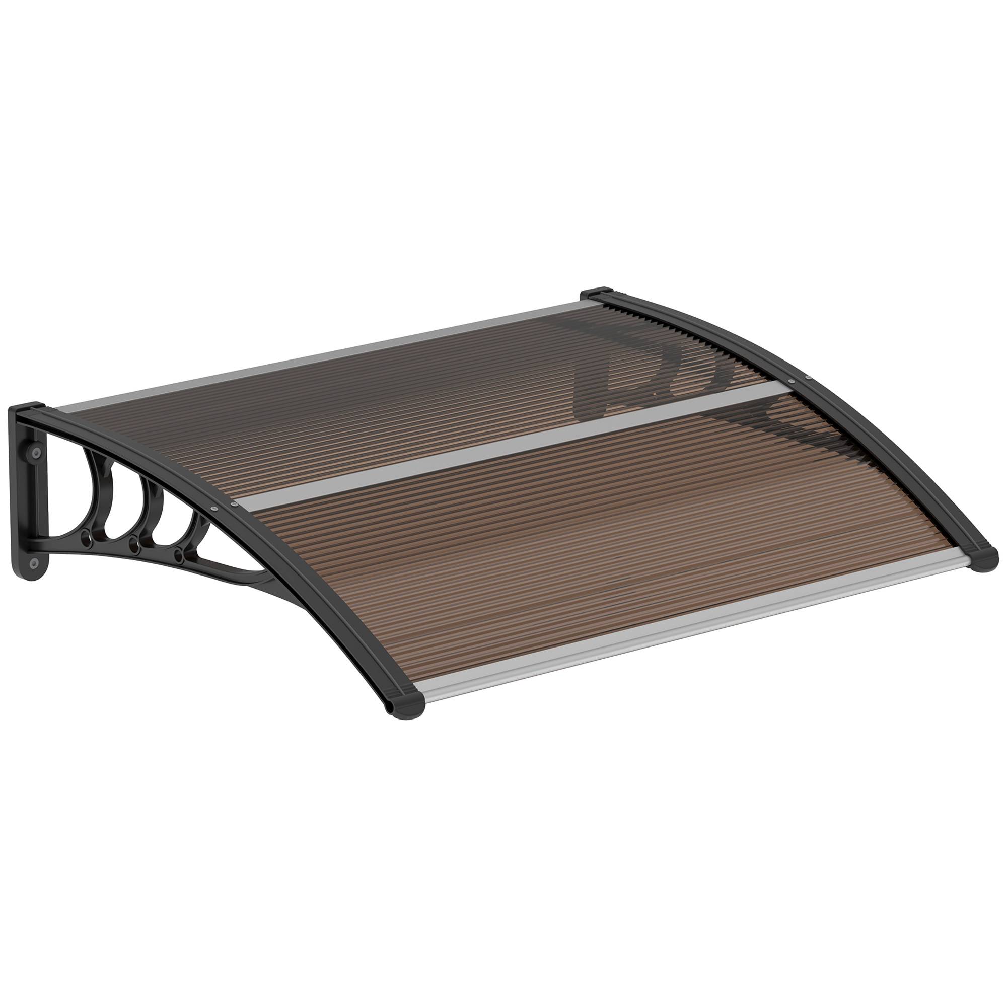 Auvent de porte polycarbonate transparent 120 x 75 x 23 cm - PANGIVO - Image 2