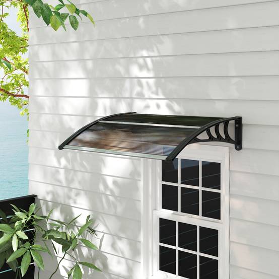 Auvent de porte polycarbonate transparent 120 x 75 x 23 cm - PANGIVO - Image 3