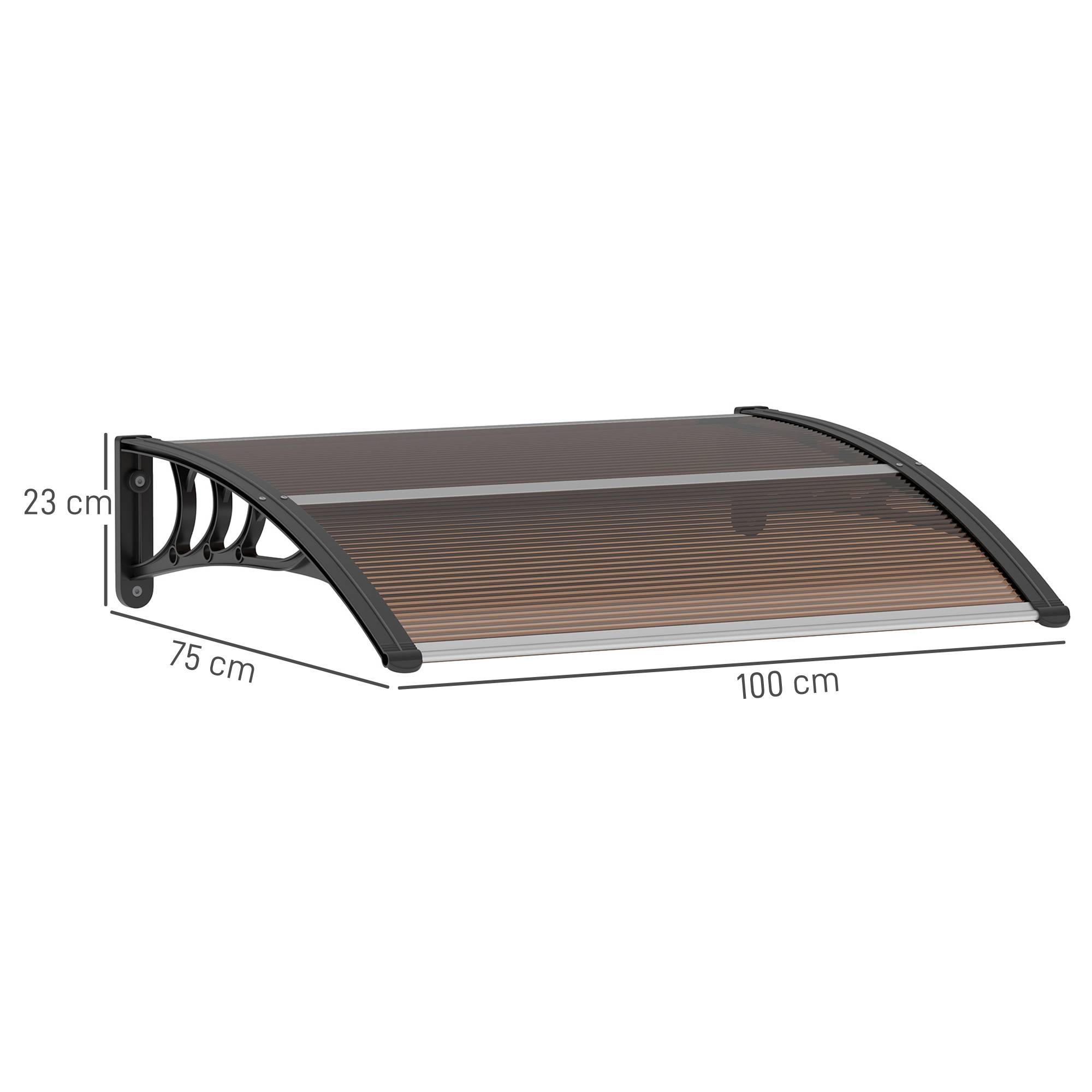 Auvent de porte polycarbonate transparent 120 x 75 x 23 cm - PANGIVO - Image 5