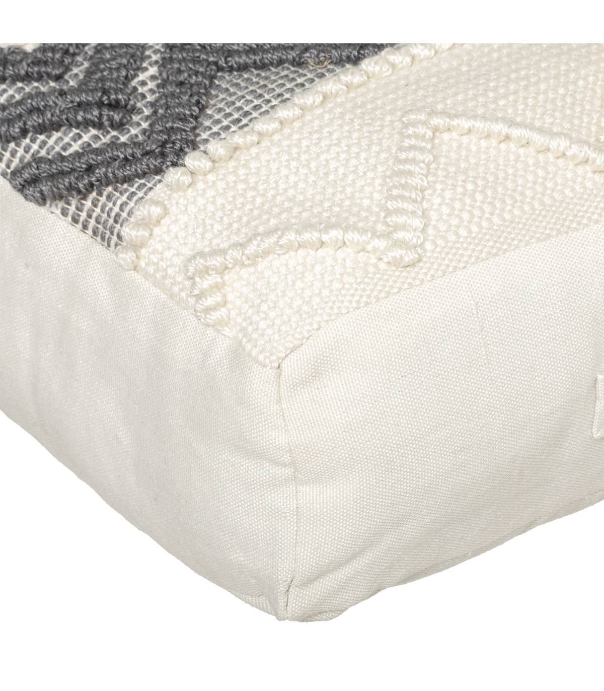 Coussin de Sol Ivoire & Gris ardoise avec Pompons 48 x 48 cm - Image 2