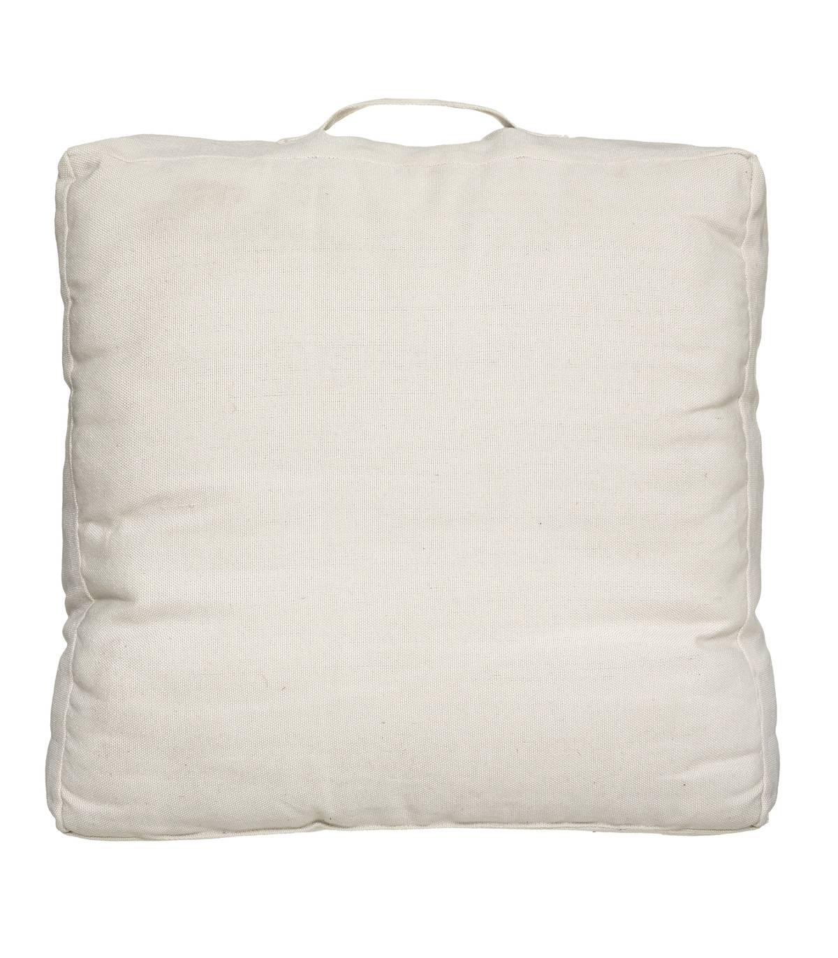 Coussin de Sol Ivoire & Gris ardoise avec Pompons 48 x 48 cm - Image 4