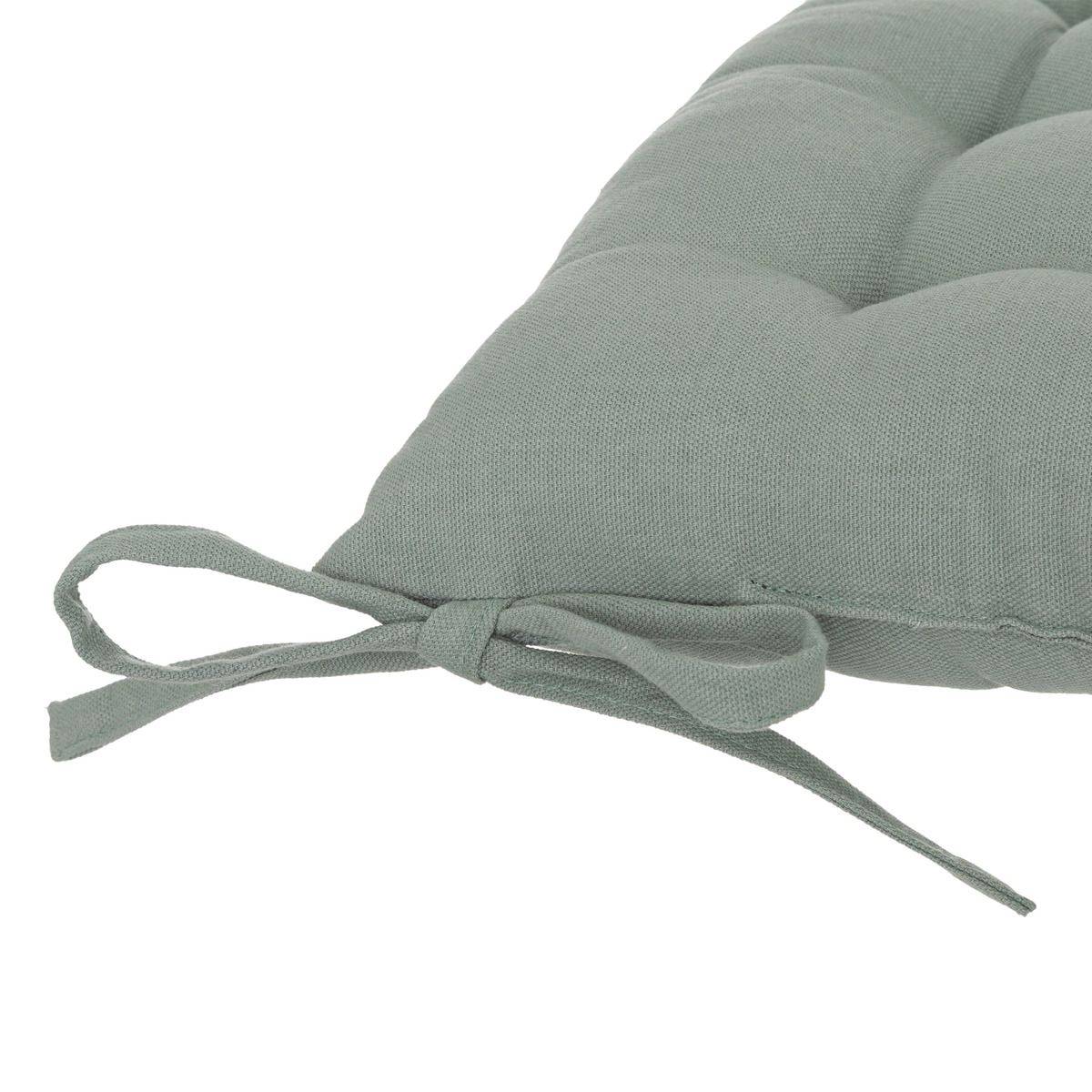 Lot de 4 Galettes de chaise en Coton Vert Céladon 38 x 38 cm - Image 2
