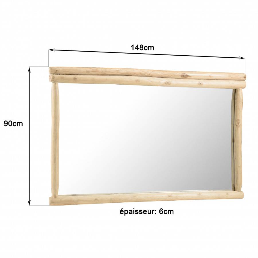 Macabane - WILL - Miroir rectangulaire en branches de teck naturel - Image 7