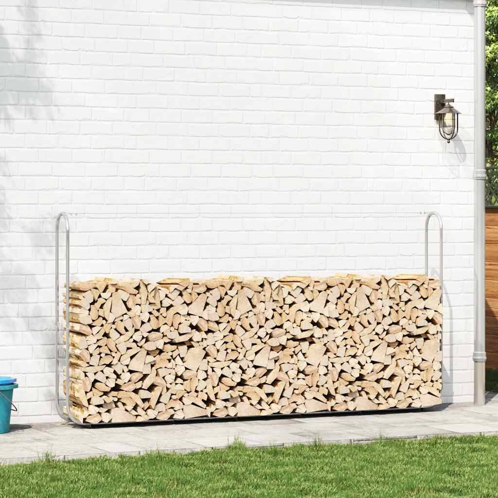Grand abri-bûches extérieur acier galvanisé stockage bois jardin 300x25x150 cm Argenté - ComfortXL Outdoor Living - Image 3