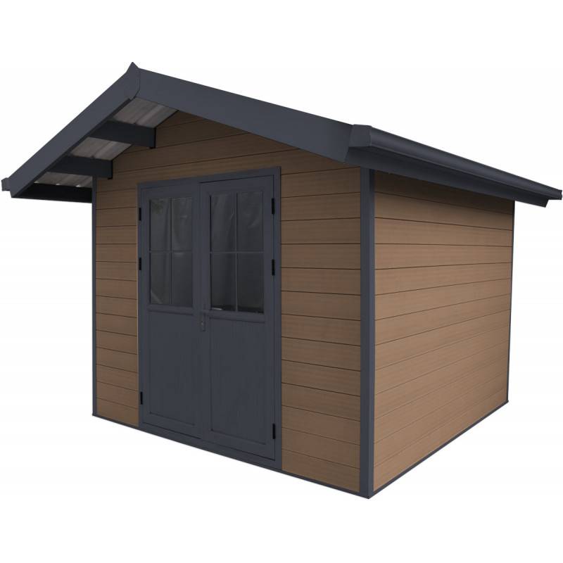 Abri de jardin 7,78m² en bois composite 28mm marron avec toit PVC - Woodlife Garden - Image 3