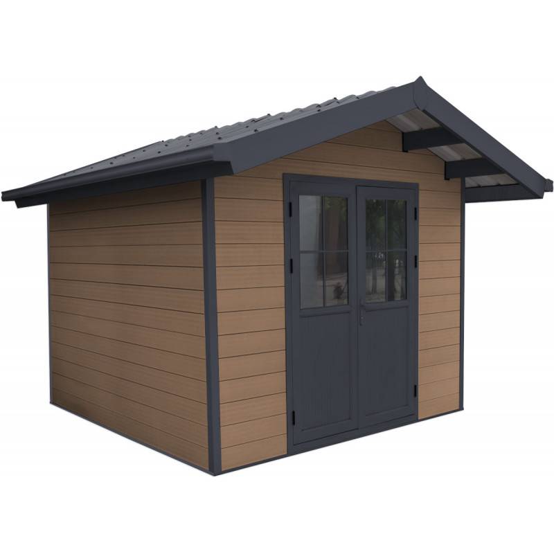 Abri de jardin 7,78m² en bois composite 28mm marron avec toit PVC - Woodlife Garden - Image 2