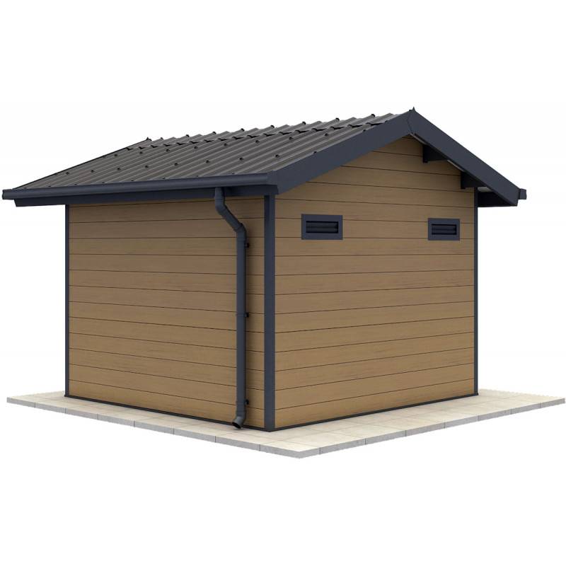 Abri de jardin 7,78m² en bois composite 28mm marron avec toit PVC - Woodlife Garden - Image 5