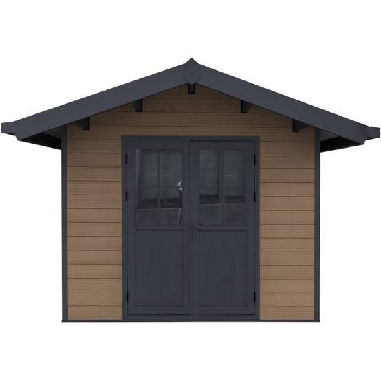 Abri de jardin 7,78m² en bois composite 28mm marron avec toit PVC - Woodlife Garden - Image 4