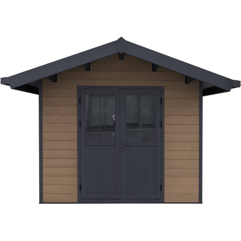 Abri de jardin 7,78m² en bois composite 28mm marron avec toit PVC - Woodlife Garden - Image 4