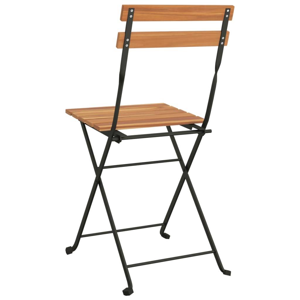 Chaises de bistrot pliantes en bois de teck et acier poudré pour terrasse extérieure Lot de 6 Brun – ComfortXL Outdoor Living - Image 7
