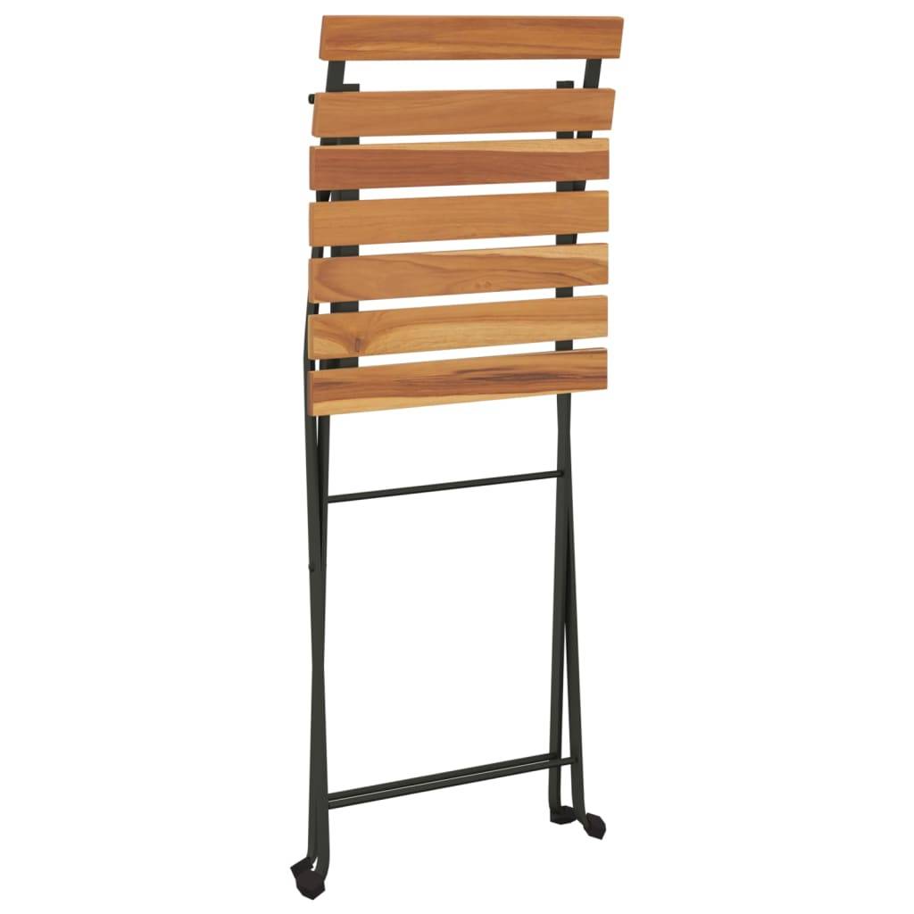 Chaises de bistrot pliantes en bois de teck et acier poudré pour terrasse extérieure Lot de 6 Brun – ComfortXL Outdoor Living - Image 5