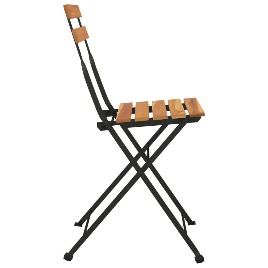 Chaises de bistrot pliantes en bois de teck et acier poudré pour terrasse extérieure Lot de 6 Brun – ComfortXL Outdoor Living - Image 6